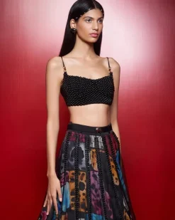 Zoolostamp Noir Iris Skein with Beaded Bustier Lehenga Set
